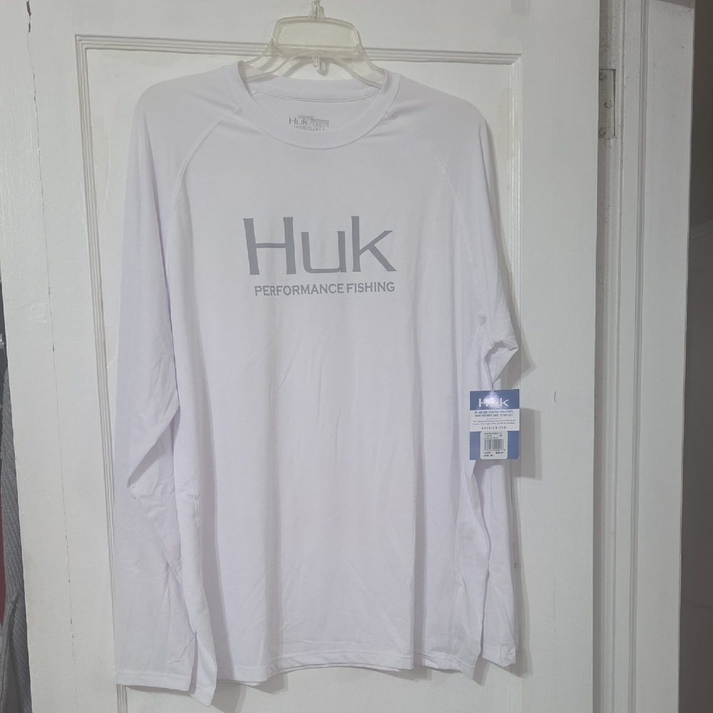 Huk Men's Long Sleeve White Tee